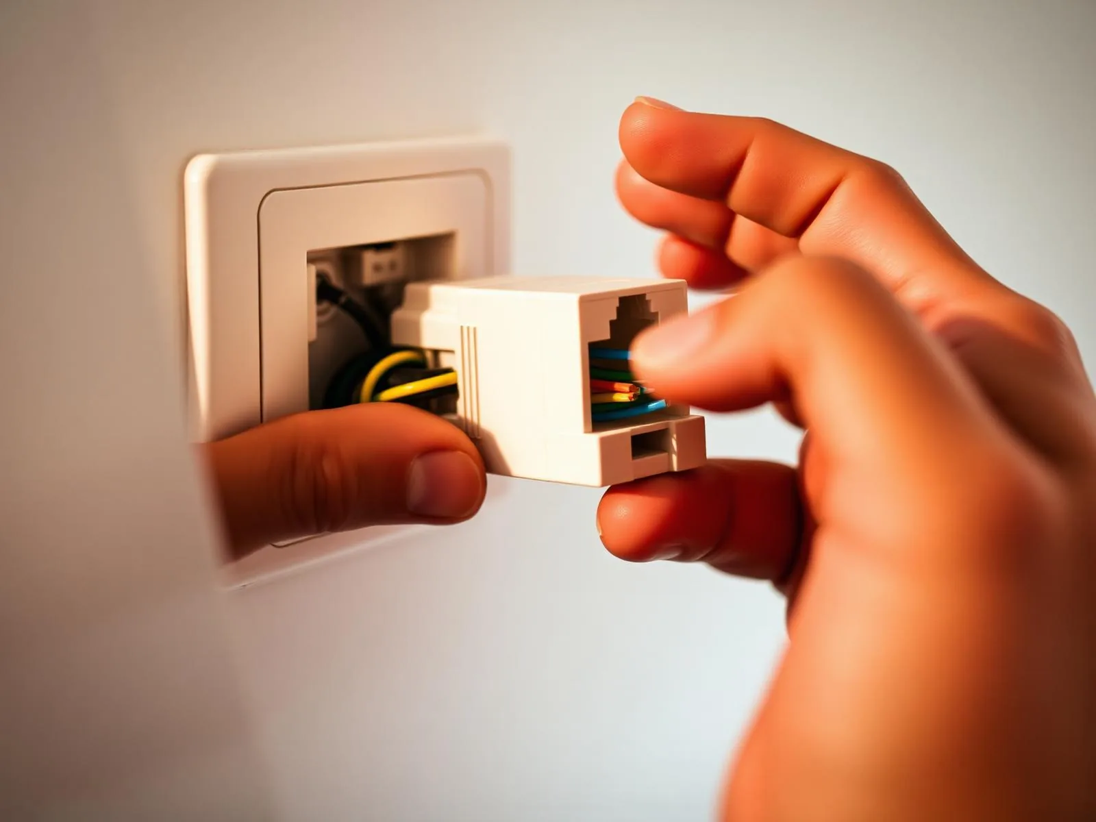 RJ45 netwerkwandcontactdoos geplaatst tijdens aanleg datanetwerk in Nijkerk